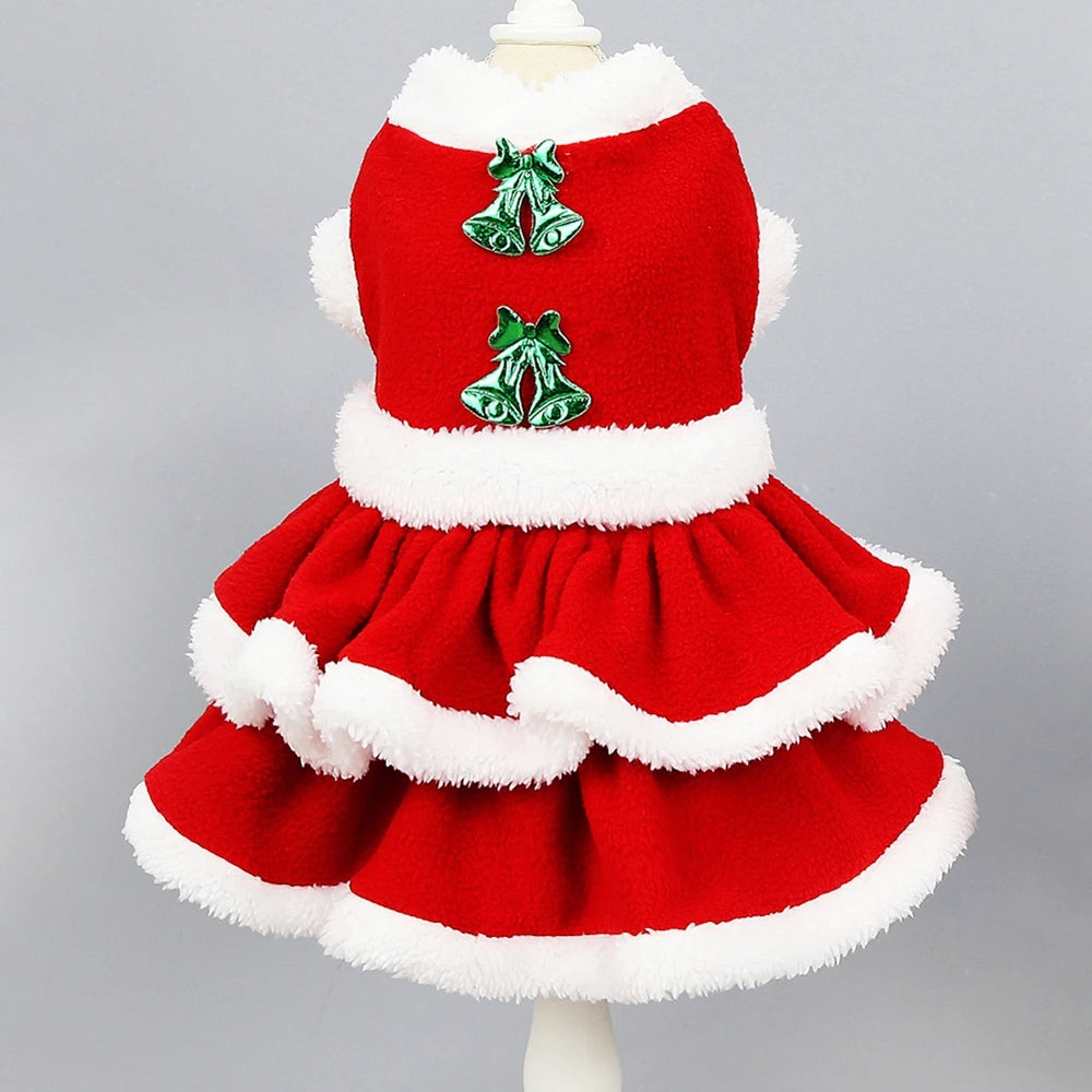 Guangdong Christmas Dog Costume Dress Winter Fleece