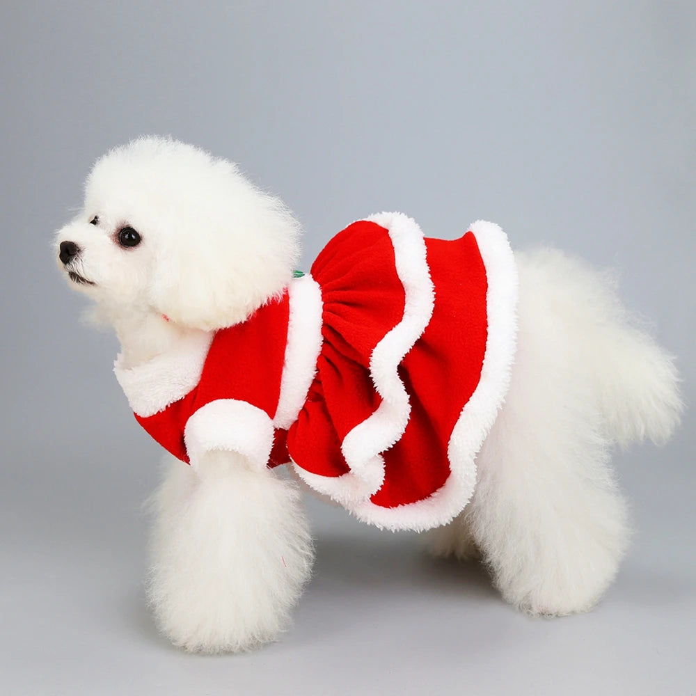 Guangdong Christmas Dog Costume Dress Winter Fleece