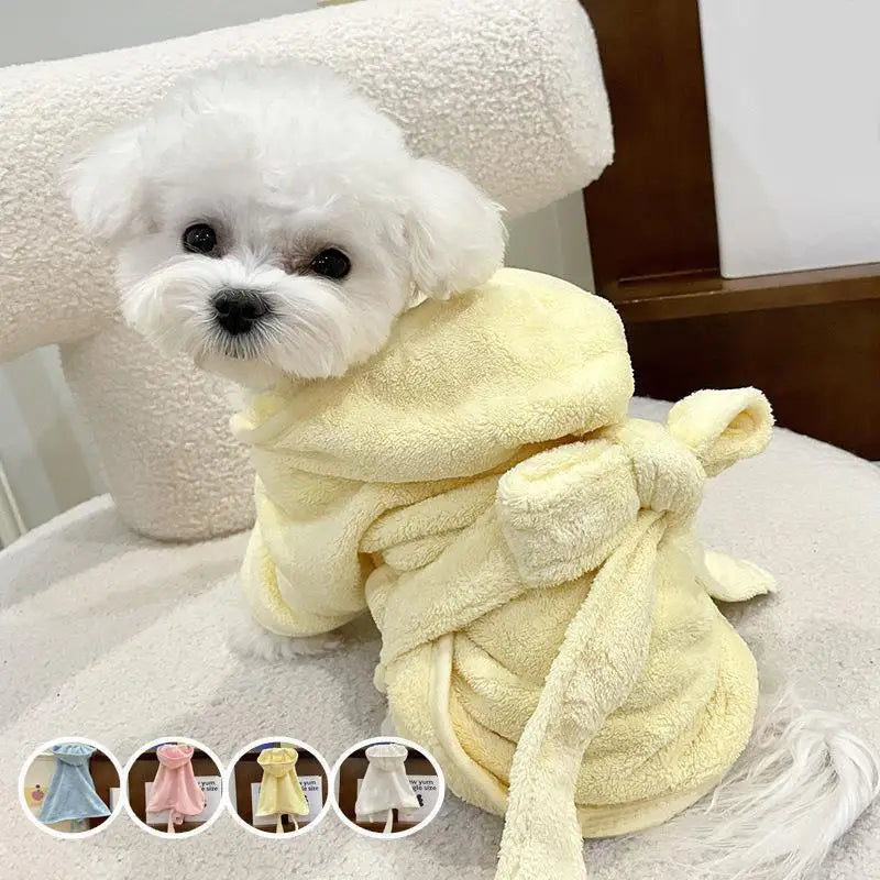 LKEEPCN Pet Dog Bathrobes With Cap Super Absorbent Towels