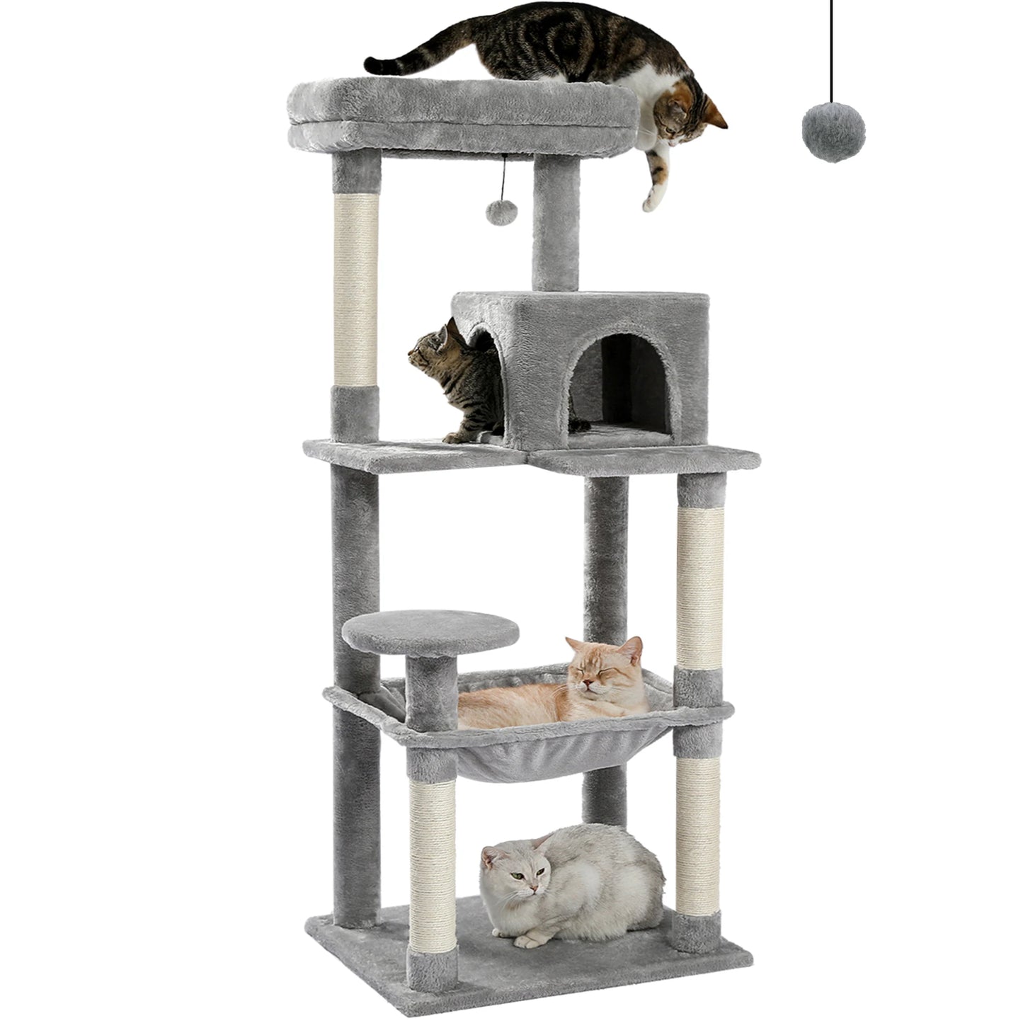 PAWZ Road 5-Level Cat Tree for Indoor Cats With Hammock