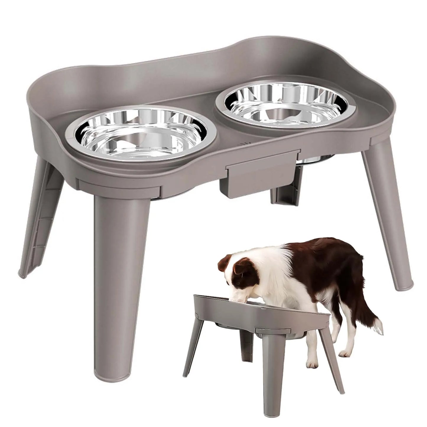 Elevated Stainless Steel Dog Feeder Non-Slip No Spill Design