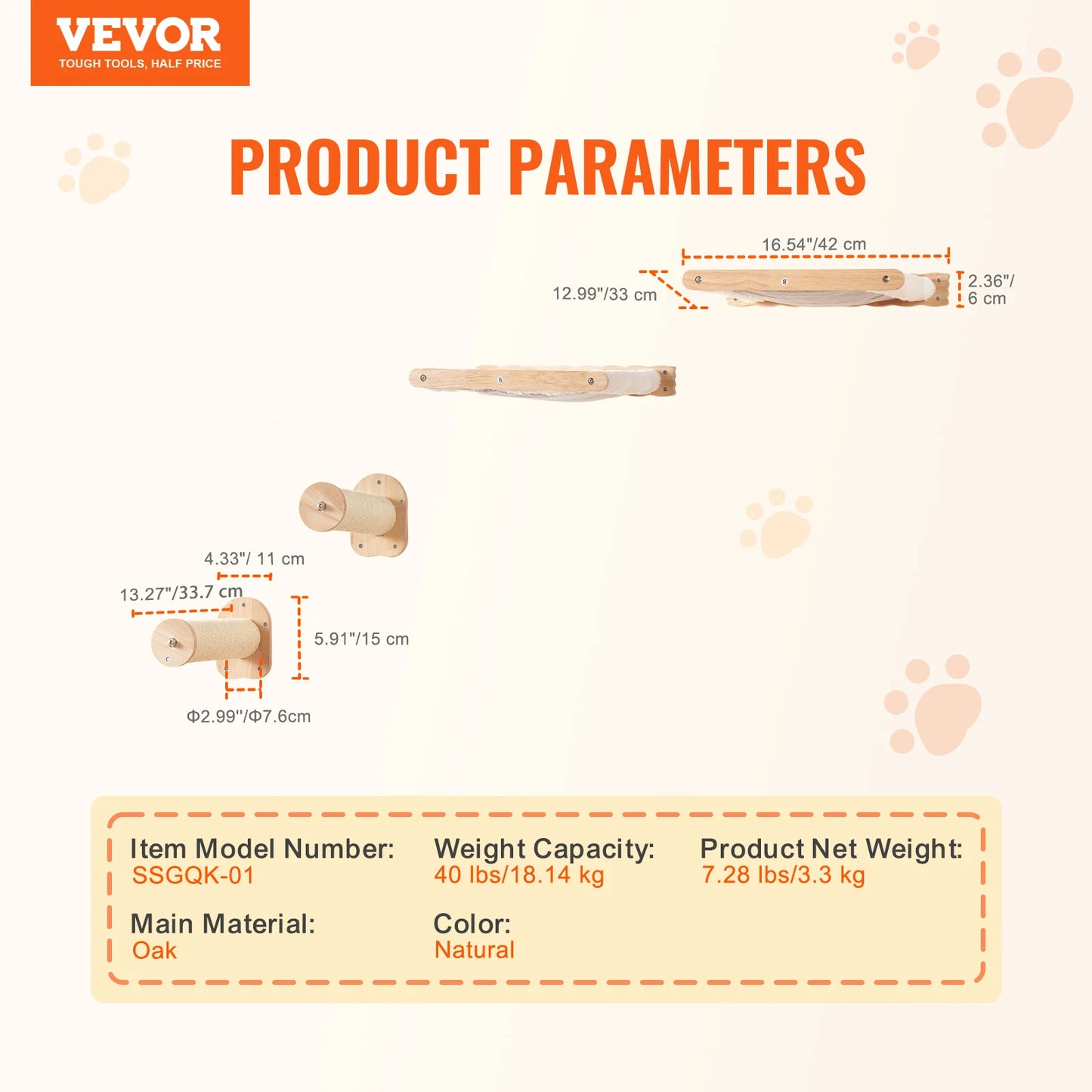 SucceBuy Wall Mounted Cat Shelves and Perches with Jumping