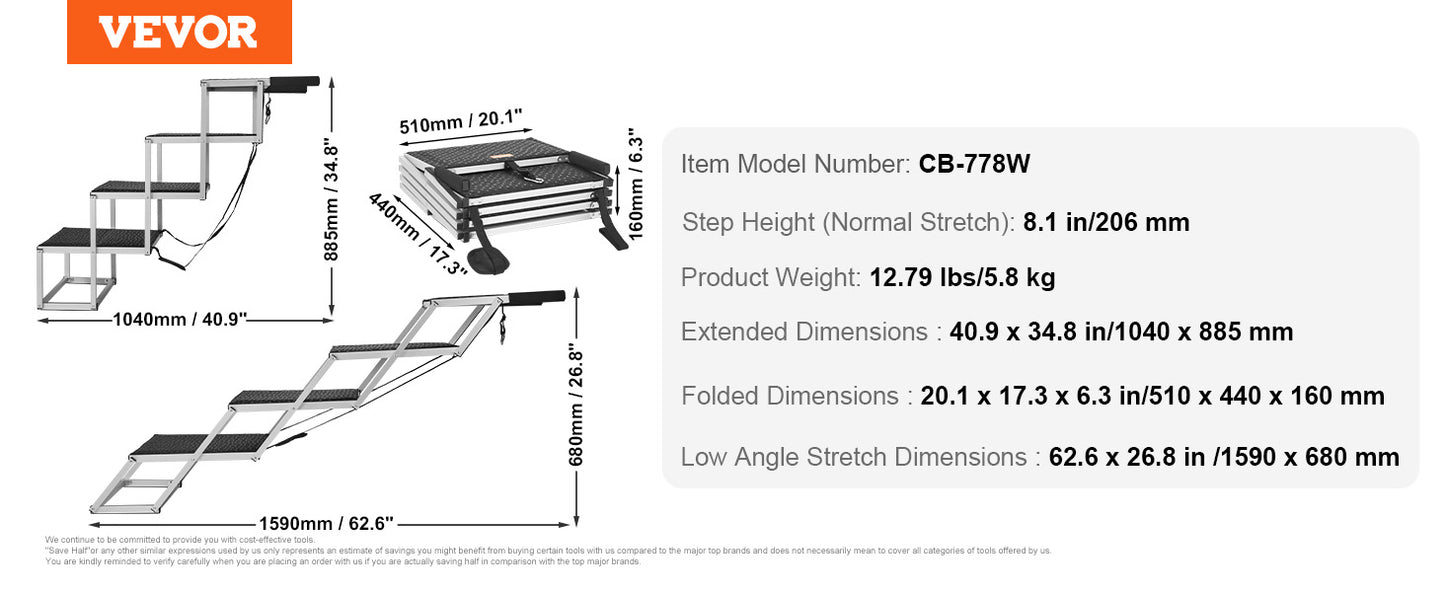 SucceBuy Folding Portable Dog Car Steps For SUV And Cars